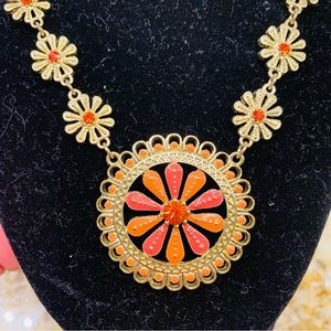 Coral and orange ornate necklace